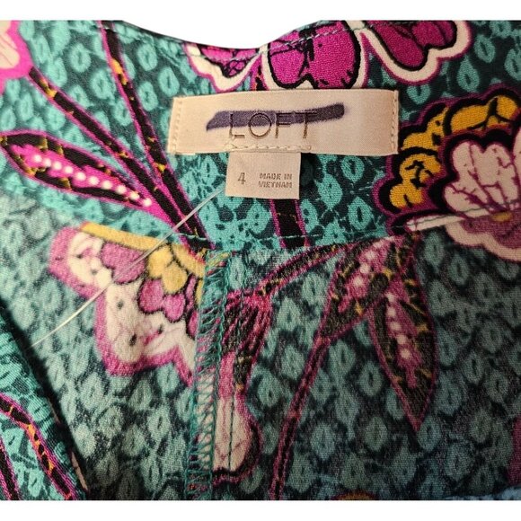 Loft Womens Floral Print A-Line Swing Skirt 100% Rayon Size 4 - Picture 3 of 4